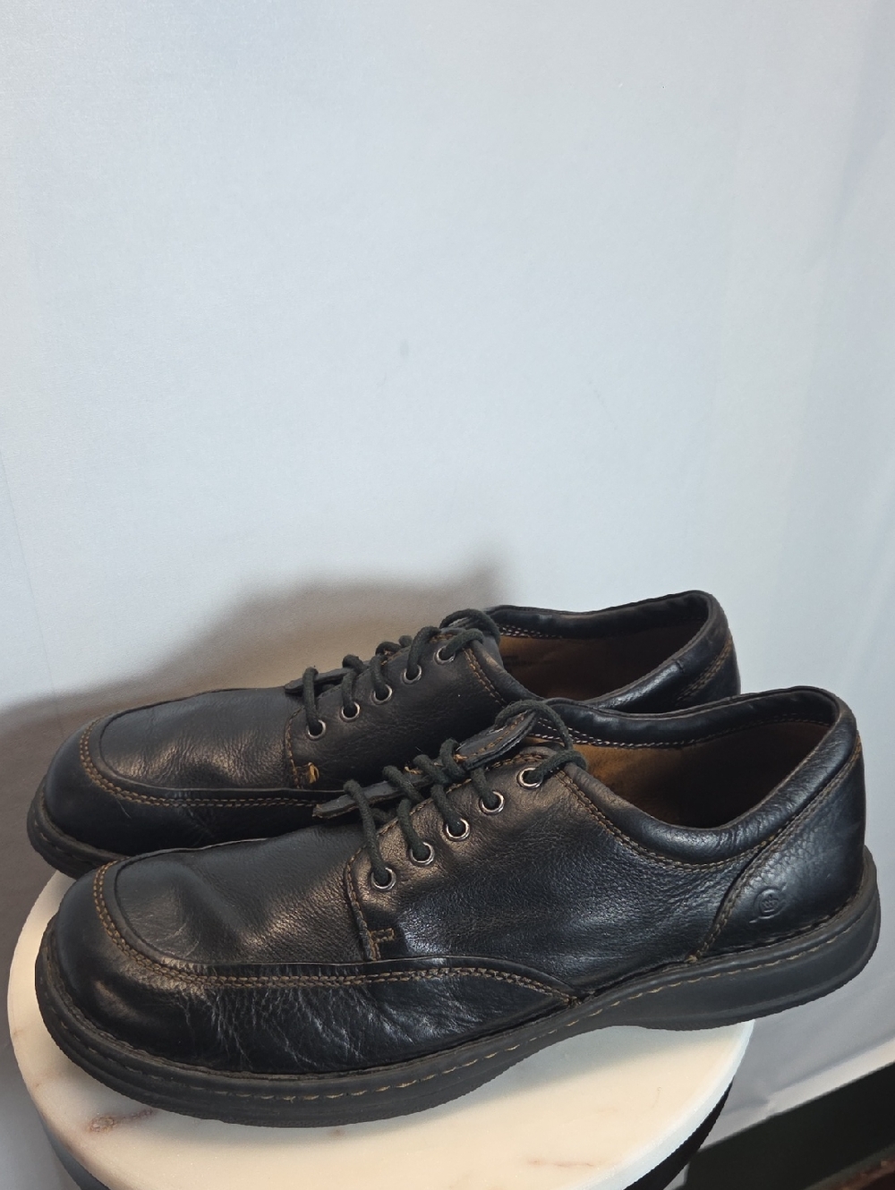 Born Mens Black Leather Lace-Up Oxfords Size 12
